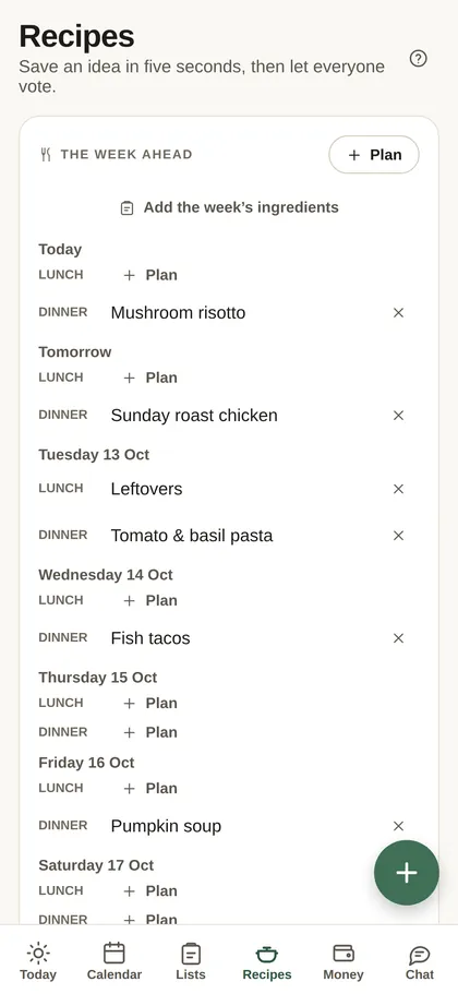 Screenshot — Meals, without the debate